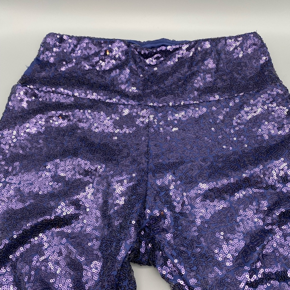 TIPSY‎ ELVES BLUE SEQUINNED Leggings Size Medium Stretch Pants With Small Pocket